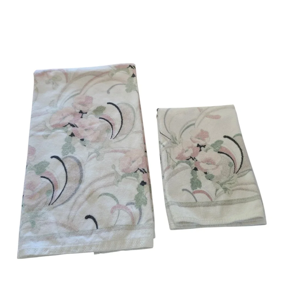 Vintage‎ Springmaid Bath & Hand Towel 100% Cotton USA Floral Anastasia Poppies
